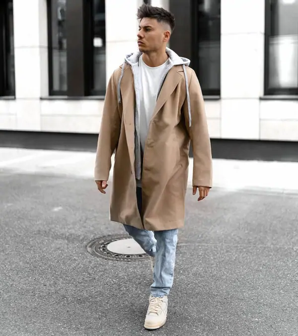 Mens hoodie with long coat