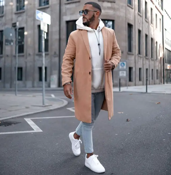 white hoodie and jeans